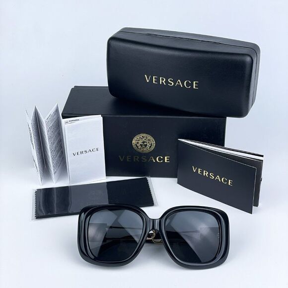 SALE! NEW Versace VE4411 GB1/87 Black Grey Square Women Sunglasses